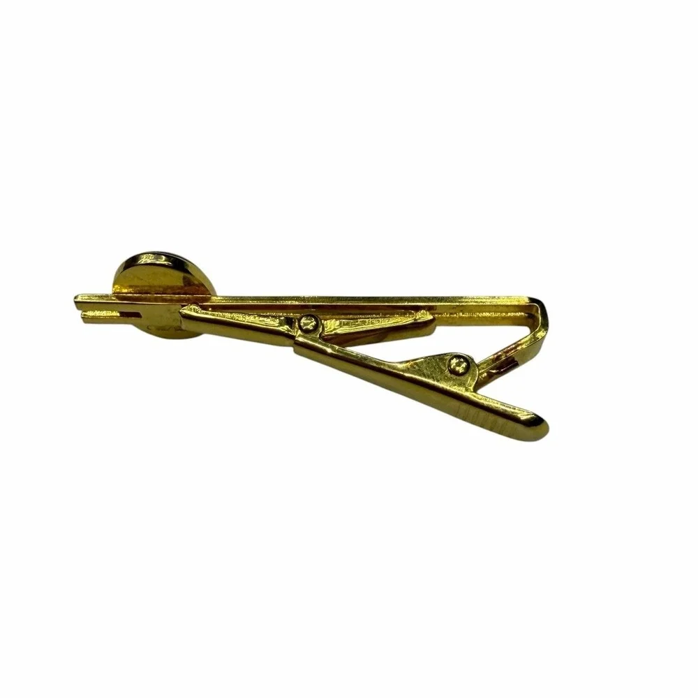 Cartier Men's Authentic Tie Clip Bar Gold Plated Enamel CC Monogram Logo euc
